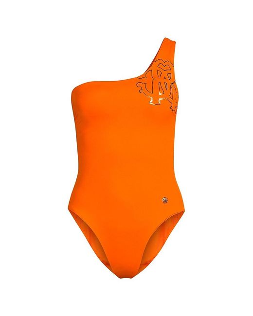 Roberto Cavalli Orange One Shoulder One Piece Swimsuit