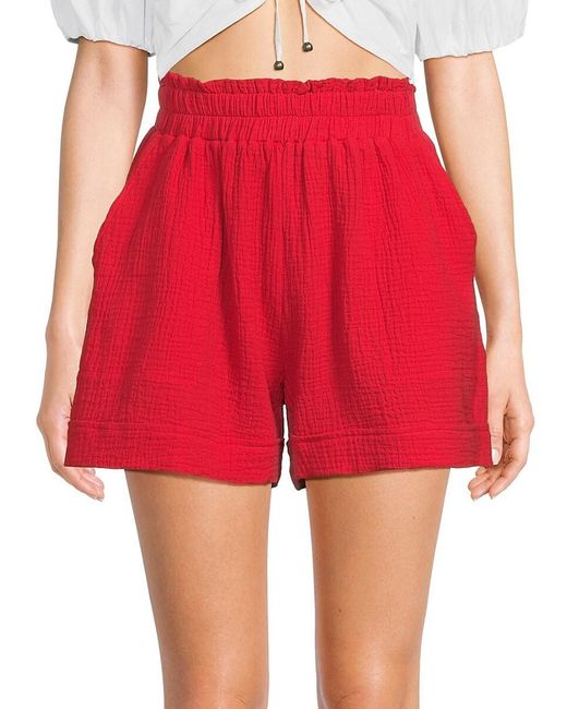 Saks Fifth Avenue Red Gauze Paperbag Shorts