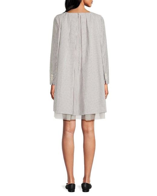 Thom Browne Gray Striped Mini Dress