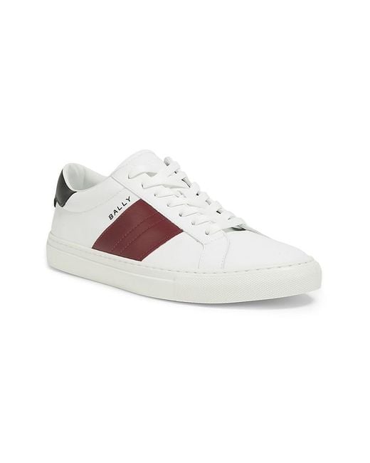 Bally Pink Logo Low-Top Leather Sneakers for men