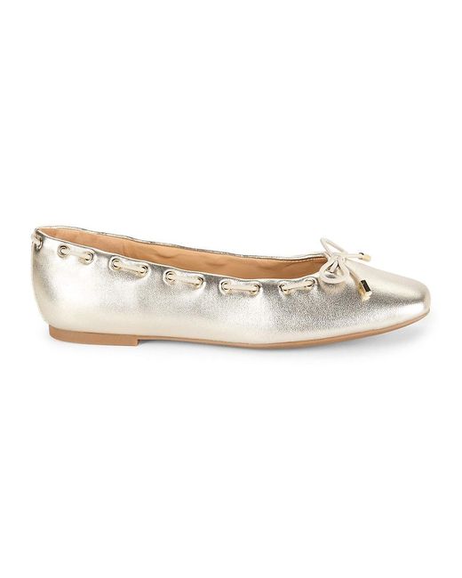 Marc Fisher Natural Letizia Bow Leather Ballet Flats