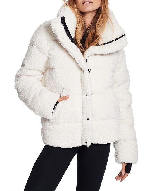 Sam. Synthetic Isabel Sherpa Puffer Down Jacket in White (Natural) | Lyst