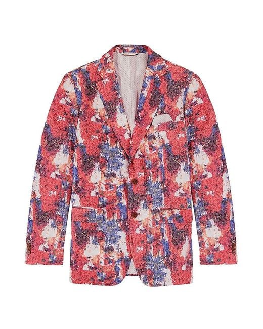 Robert Graham Red Eagan Floral Cotton-Blend Two-Button Sport Coat for men