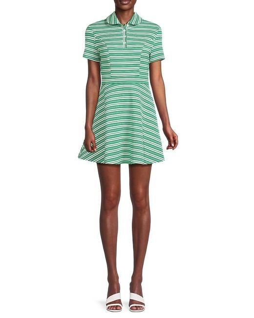 AREA STARS Green Jett Stripe Fit & Flare Mini Dress