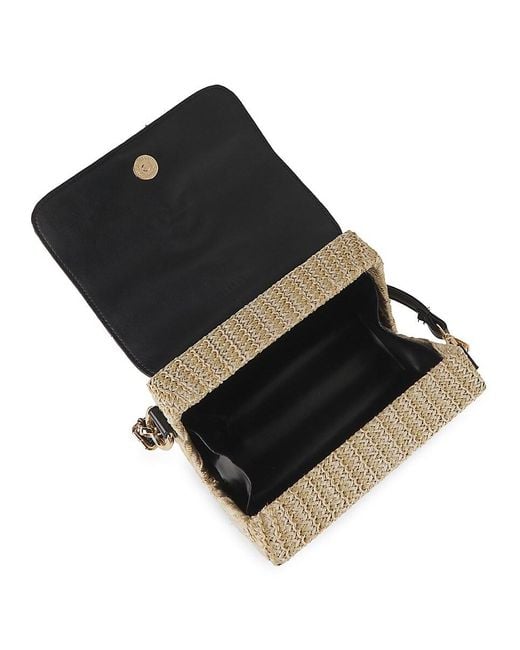 Surell Black Woven Straw & Faux Leather Top-handle Bag