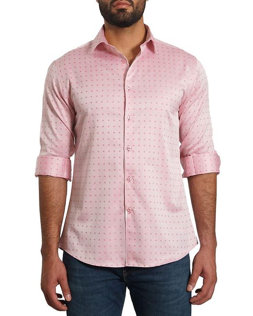 Jared Lang Pink 'Trim Fit Polka Dot Sport Shirt for men