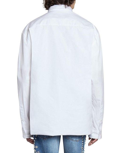 Bluemarble White Foldover Layered Cotton Poplin Shirt for men