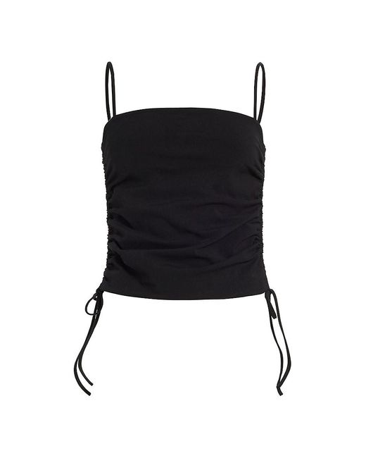 Re/done Blue Cotton-blend Ruched Drawstring Tank