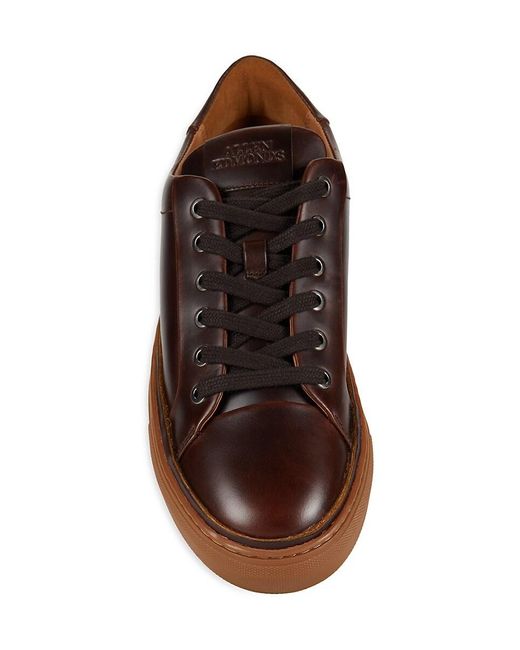 Allen Edmonds Brown Flynn Leather Low Top Sneakers for men