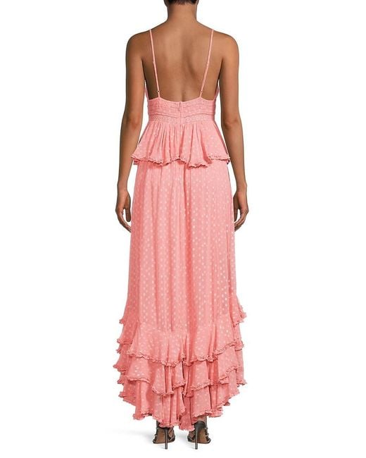 Rococo Sand Pink Ruffle Peplum Maxi Dress