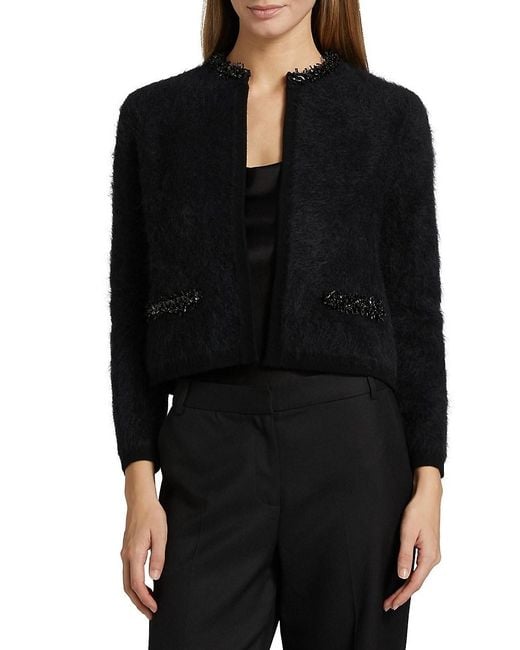 Kobi Halperin Black Madeline Embellished Alpaca-blend Cardigan