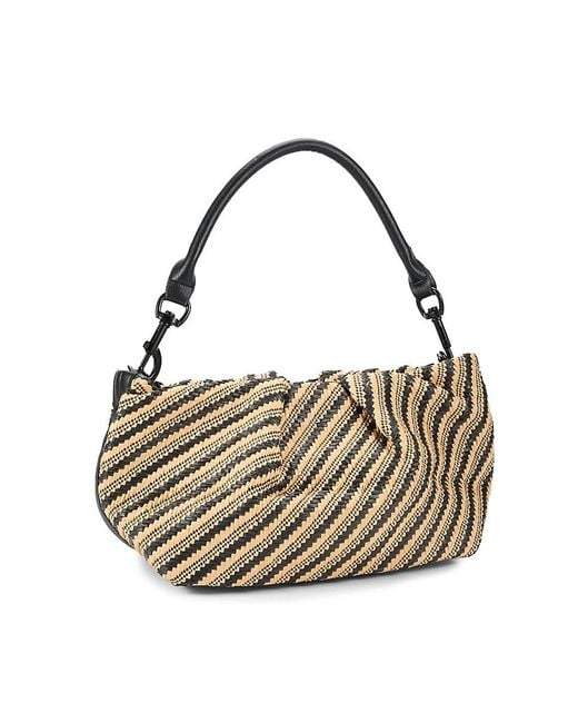 Think Royln Metallic Savannah Woven Design Raffia Top Handle Bag