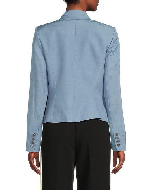 Karl Lagerfeld Blue Double-breasted Linen Blend Blazer