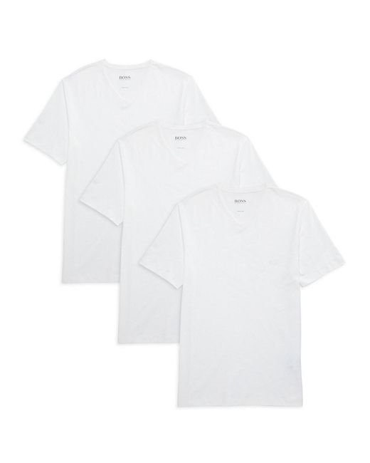 Boss White 3-pack V Neck Undershirts for men
