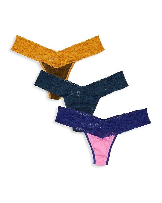 Hanky Panky Confetti 3-pack Lace Thongs in Blue