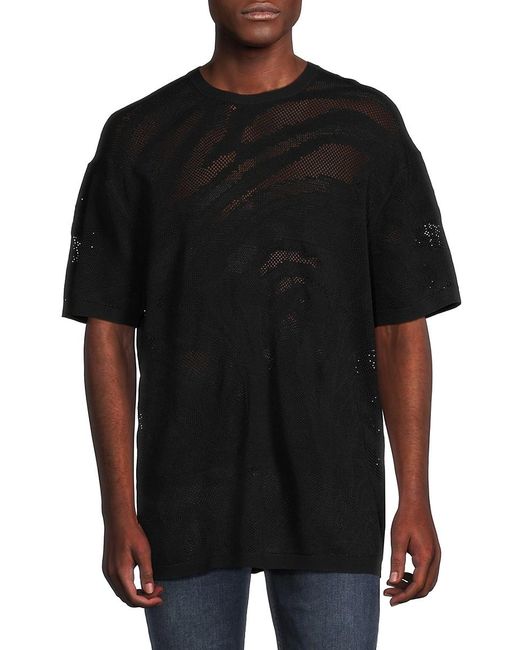 RTA Black Oversized Mesh T Shirt for men