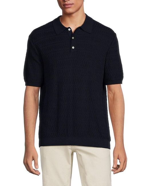 Slate & Stone Blue Textured Sweater Polo for men