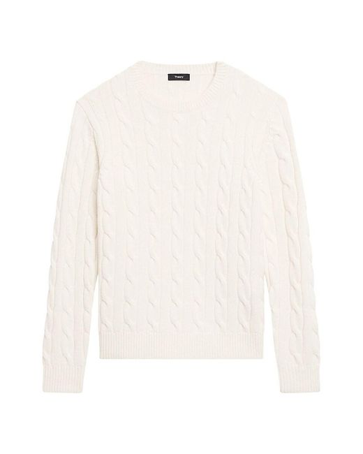 Theory White Montana Wool Cable-Knit Sweater for men