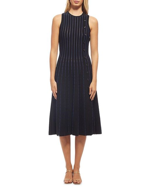Shoshanna Blue Charlotte Button-Front Knit Midi-Dress