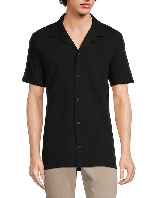 Karl Lagerfeld Black Solid Camp Shirt for men