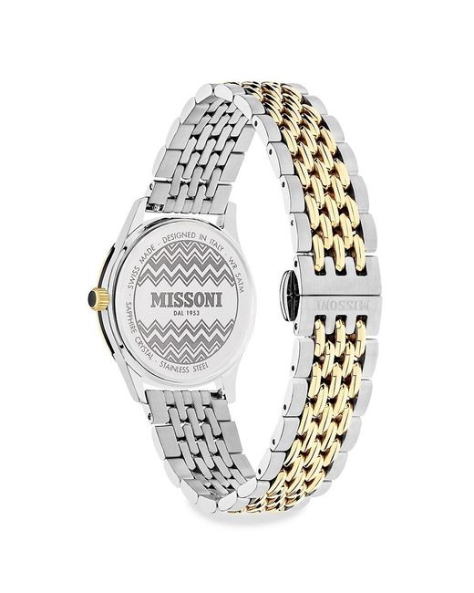 Missoni Metallic Zigzag Lover 34mm Two Tone Stainless Steel Bracelet Watch