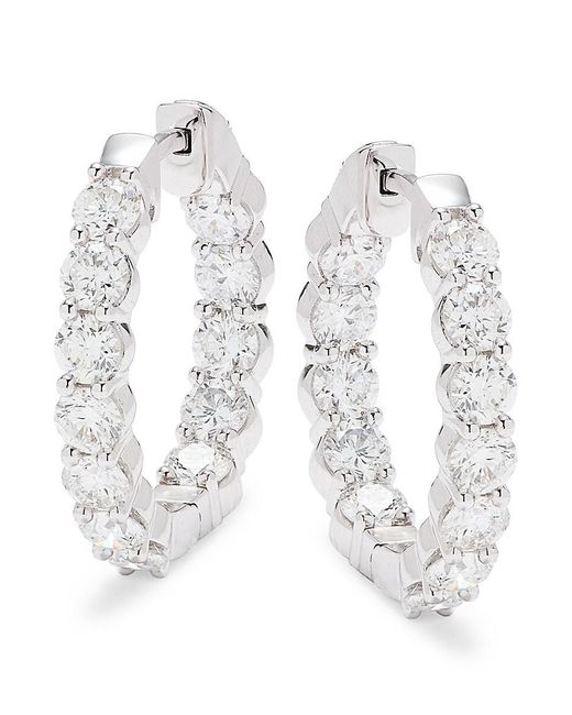 Saks Fifth Avenue 14k White Gold & 3 Tcw Lab Grown Diamond Hoop Earrings