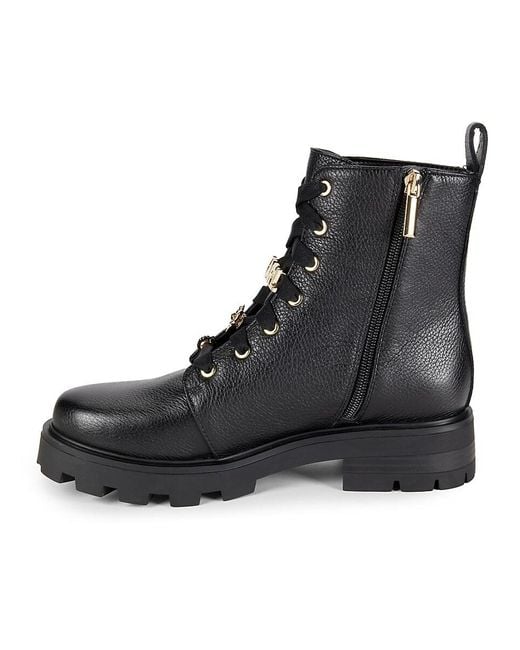Karl Lagerfeld Black Makenzie Logo Charm Ankle Combat Boots