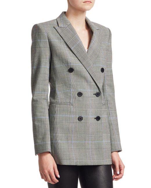 Theory double breasted check blazer clearance