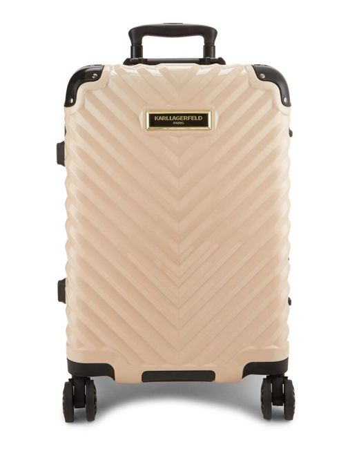 Karl Lagerfeld Multicolor Georgette 22-inch Chevron Hard Shell Luggage