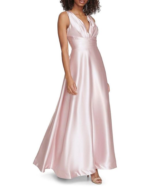 Eliza J Pink Satin A Line Ball Gown