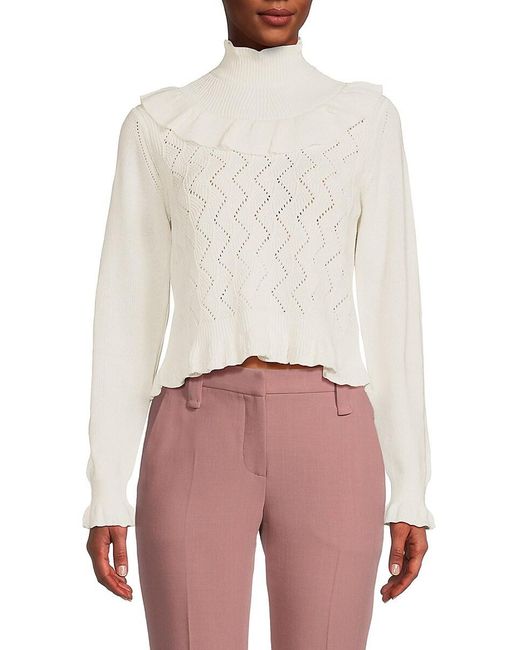 Ruffle crop clearance sweater