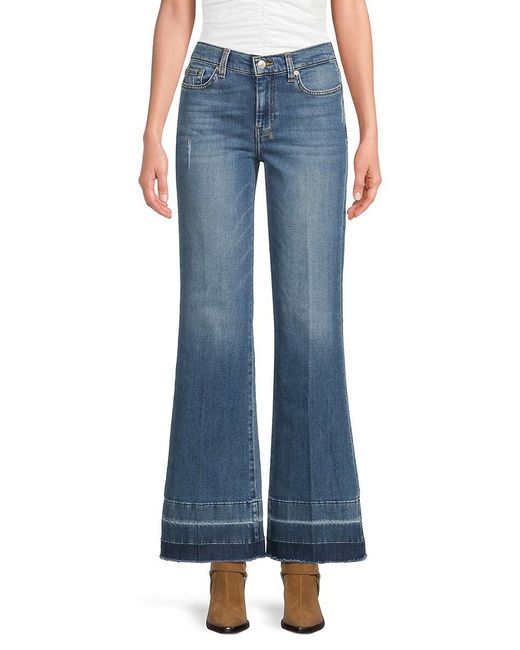 7 For All Mankind Blue Dojo Whiskered Wide-Leg Jeans