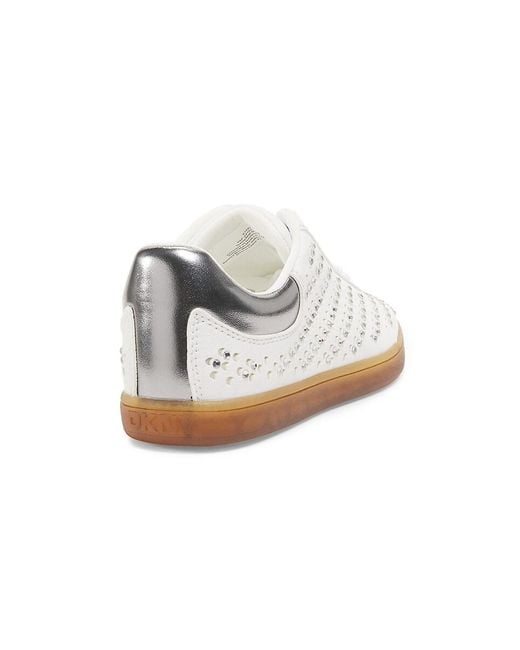 DKNY White Seacliff Embellished Sneakers