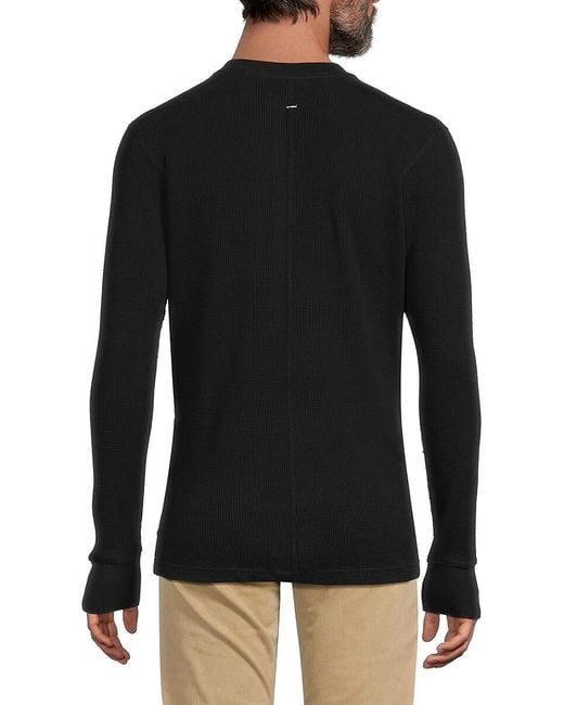 Rag & Bone Black Waffle Knit Henley for men