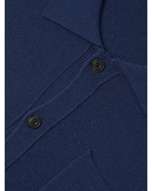 ATM Blue Sw-merino Wool Cotton Cashmere Blend Cardigan for men