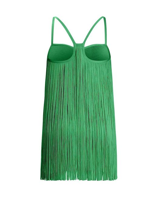 Hervé Léger Green Fringe Sweetheart Mini Dress
