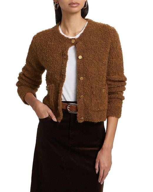 FRAME Black Alpaca-Wool Knit Patch-Pocket Cardigan