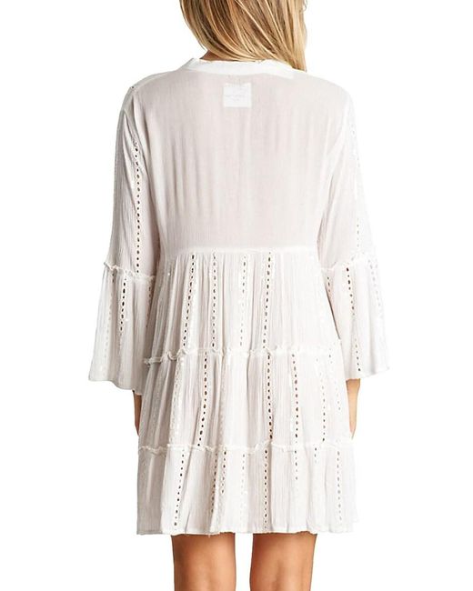 La Moda Clothing White Eyelet Tassel Cover-Up Dress