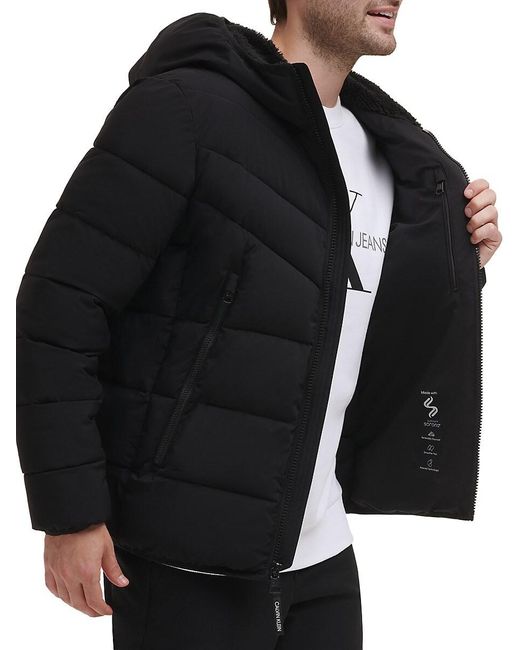 Calvin Klein Gray Faux Fur Hooded Pufferjacket for men