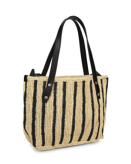 Rag & Bone Multicolor Raffia Leather Trim Tote Bag