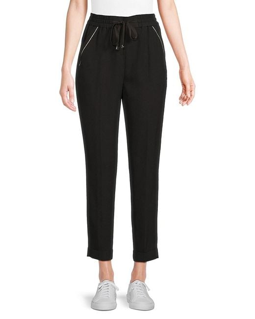 Calvin Klein Black Elastic-Waist Tailored Pants