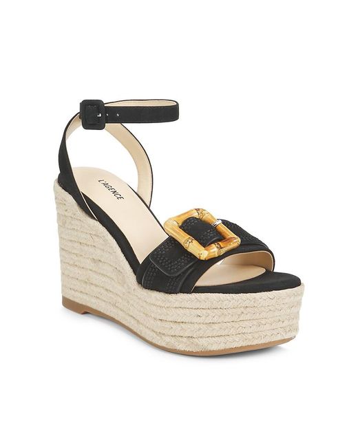 L'Agence Natural Aurore 100Mm Suede Leather Wedge Sandals