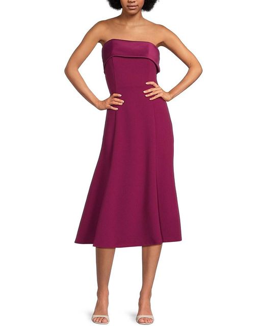 Marina Purple Strapless A Line Midi Dress