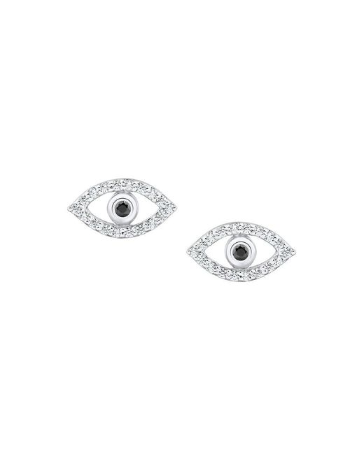 Saks Fifth Avenue Metallic Saks Fifth Avenue 14k White Gold, 0.10 Black & White Diamond Evil Eye Stud Earrings