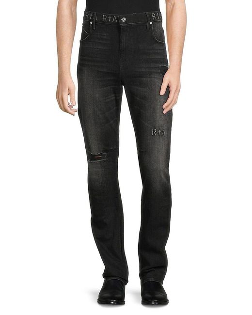 RTA Black Clayton High Rise Logo Embroidered Jeans for men