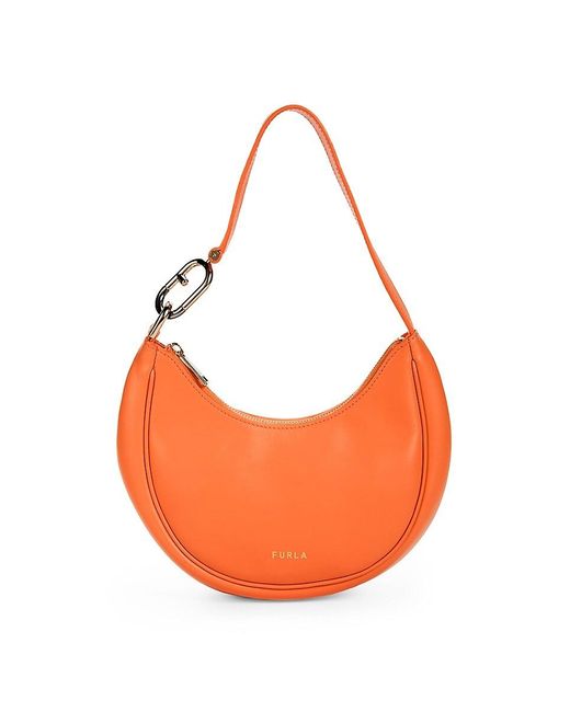 Furla Orange Leather Hobo Bag