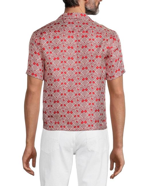 Palm Angels Red Print Silk Camp Shirt for men