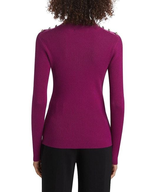 Tahari Green The Yana Rib-Knit Mock-Turtleneck Sweater