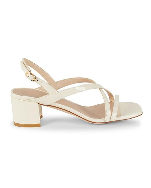 Stuart Weitzman Natural Oasis 50Mm Patent Leather Block-Heel Sandals