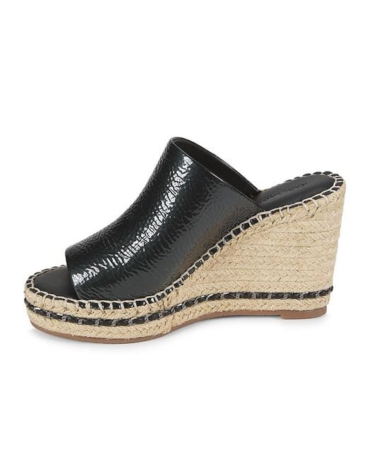 Karl Lagerfeld Black Carina 95mm Leather Wedge Espadrille Sandals